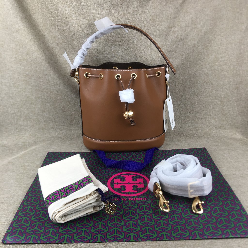 Tory Burch T Monogram Leather Bucket Bag